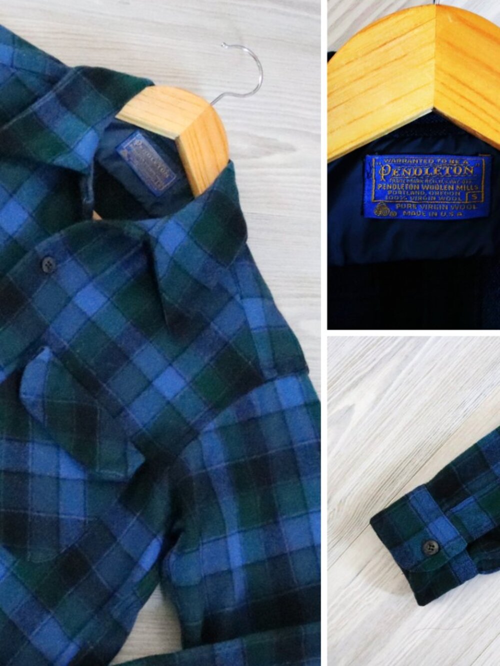 Pendleton Original Board Shirt Mens S Vintage Plaid Wool Flannel Loop Collar USA